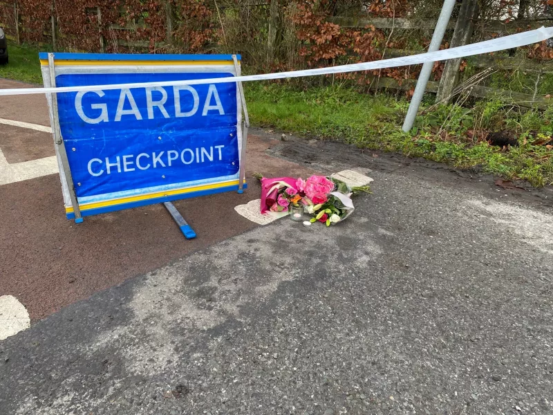 Flowers at a Garda checkpoint in Tullamore