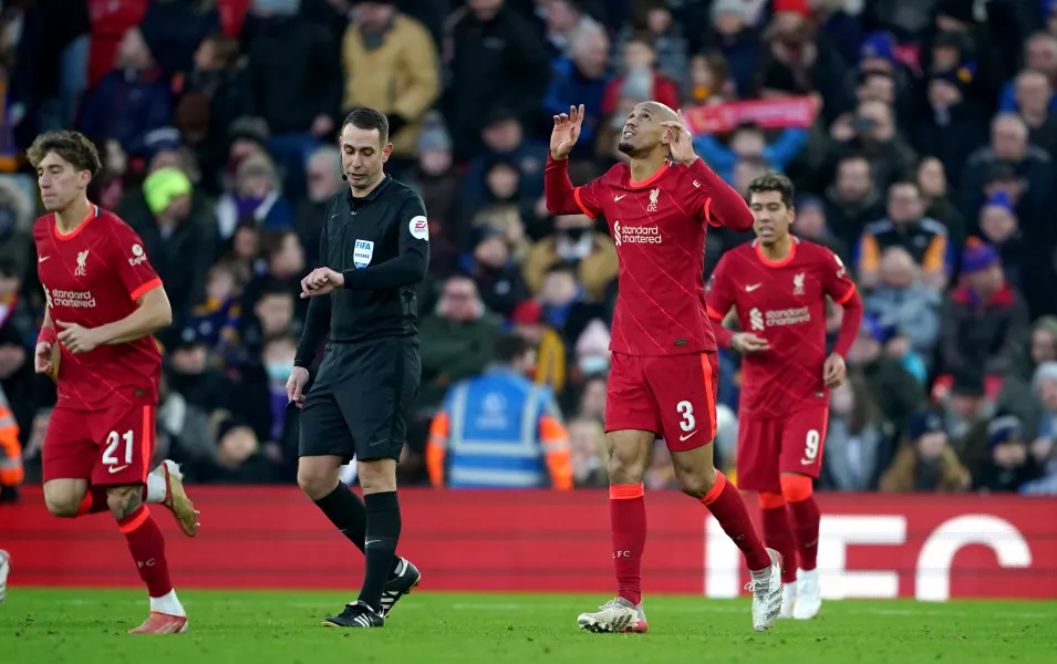 Fabinho celebrates scoring 