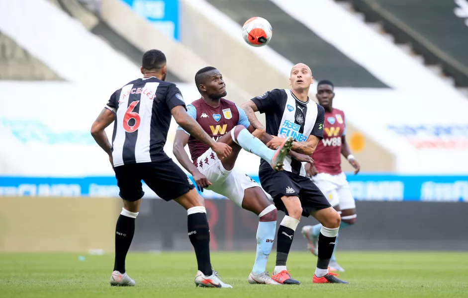 Aston Villa and Newcastle players