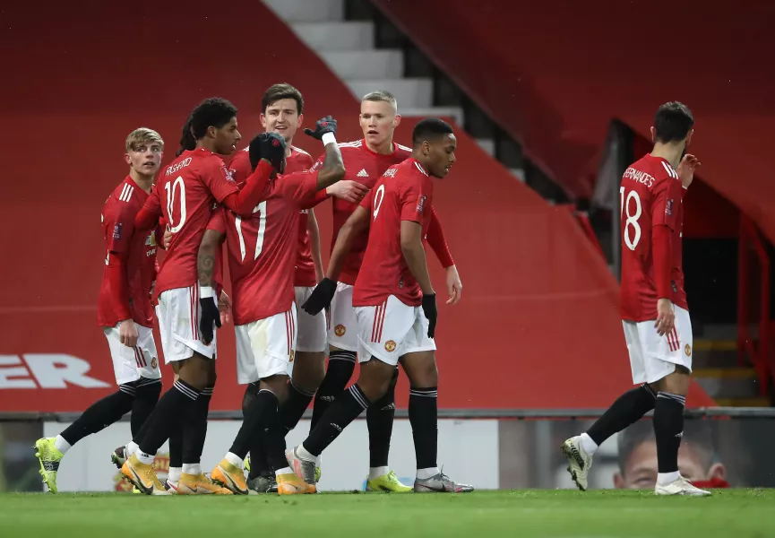 Manchester United celebrate a goal