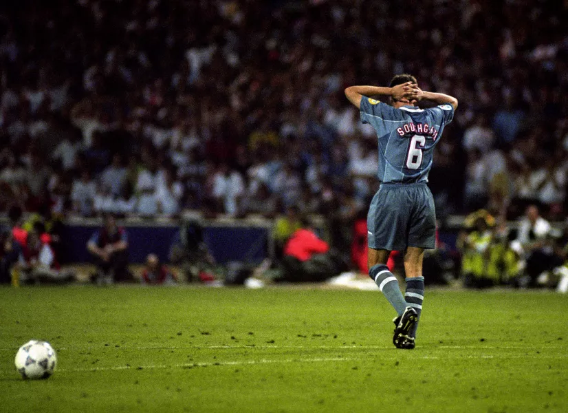 Gareth Southgate reacts to missing a penalty