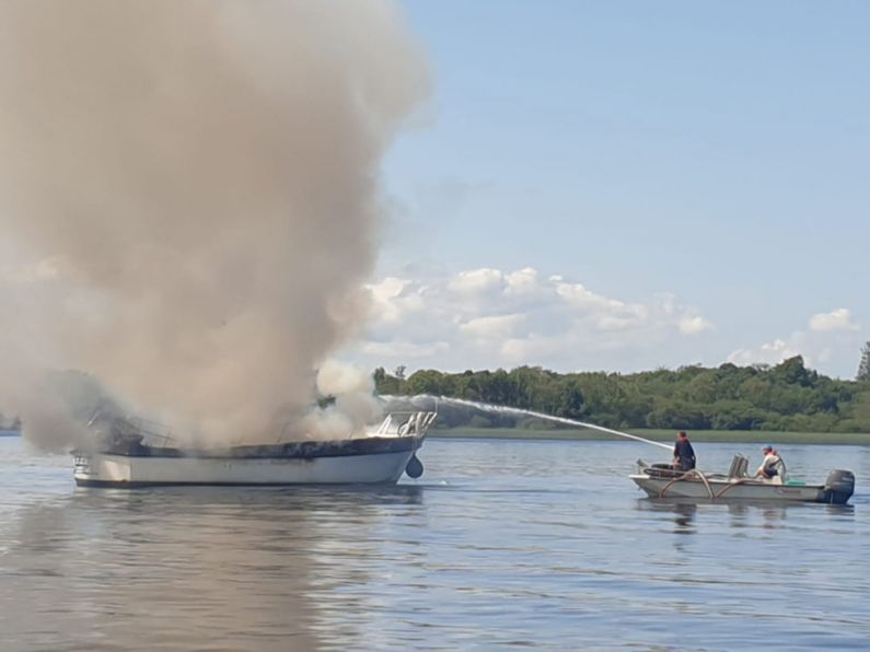 Five people rescued from burning boat on Lough Derg