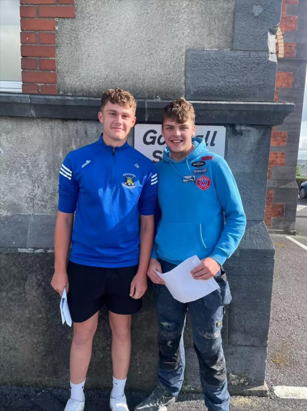 Students collecting their results at Mount Sion Secondary School, Waterford