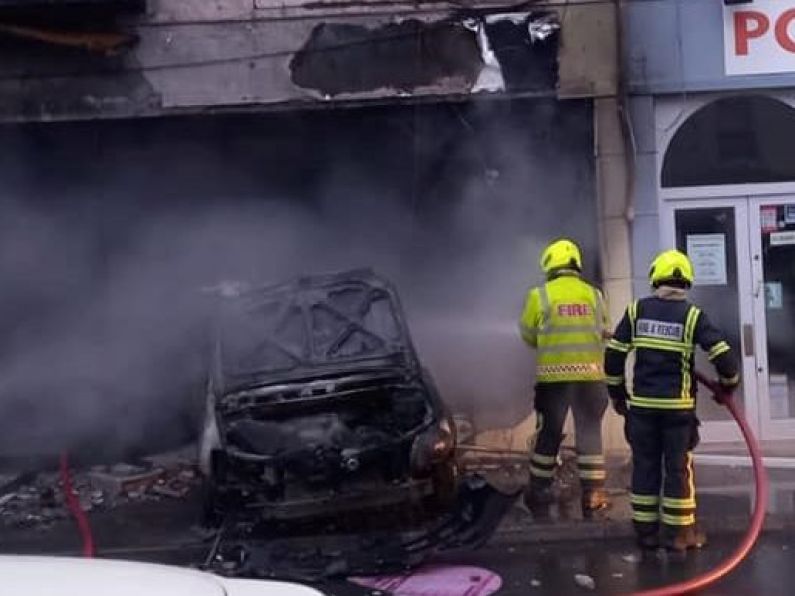 Carlow tanning shop destroyed in blaze after car crashes into building