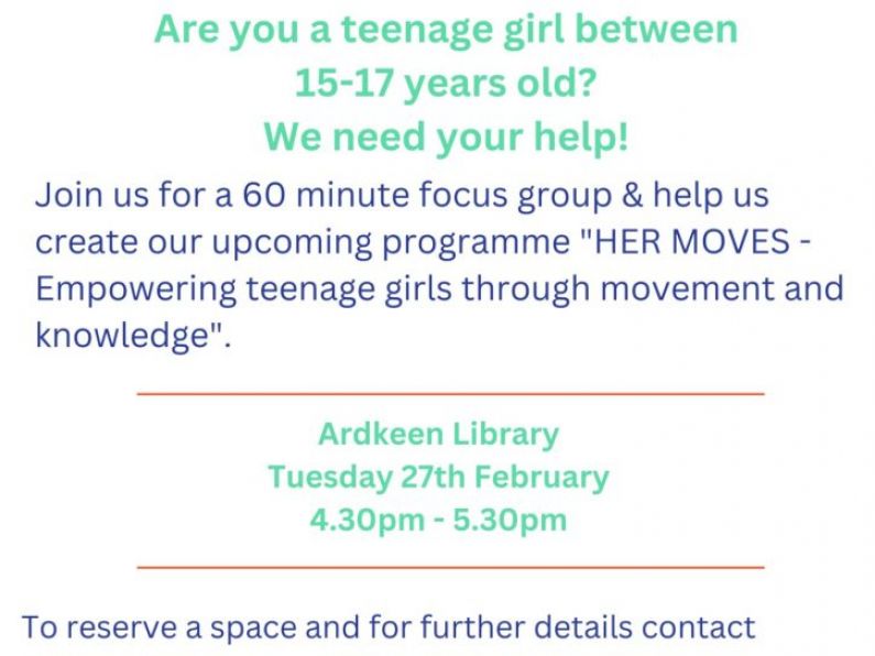 Focus Groups for "HER MOVES - Empowering Teenage Girls Through Movement and Knowledge"- Tuesday February 27th