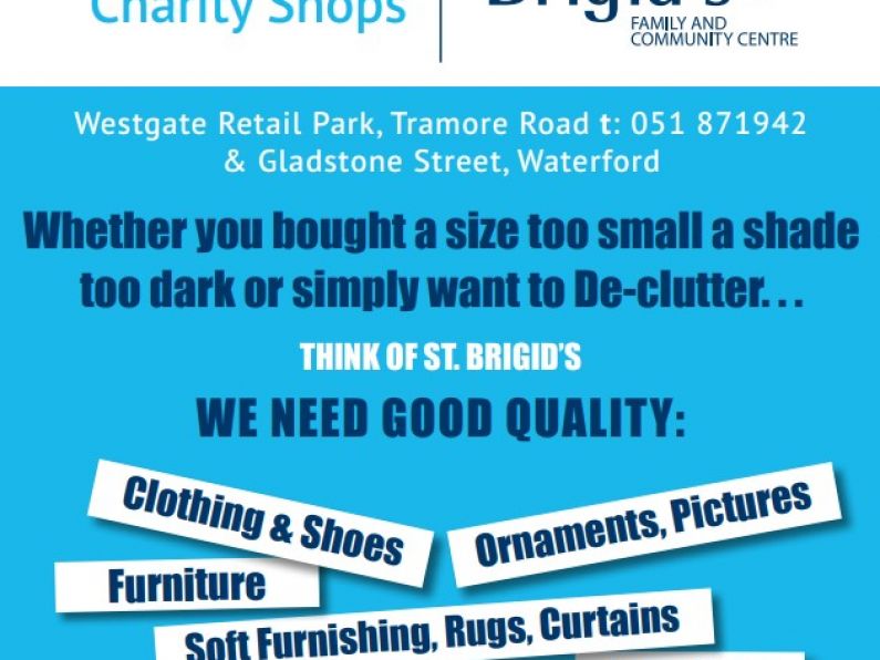St Brigid’s Charity Shops urgently need good quality  clothes and shoes  for all the family