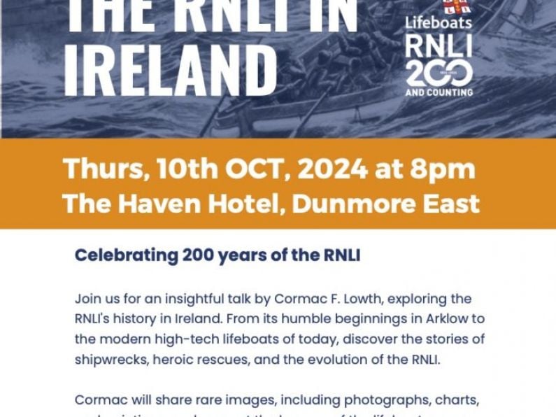 illustrated lecture by Cormac Lowth on the History of the RNLI in Ireland - Thursday, October 10th