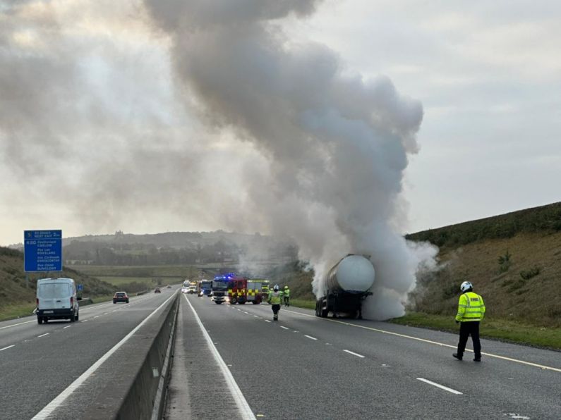 Major delays on M9 due to truck fire