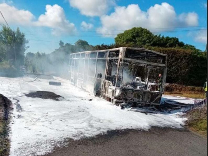 Emergency services tasked to bus fire in Co. Waterford