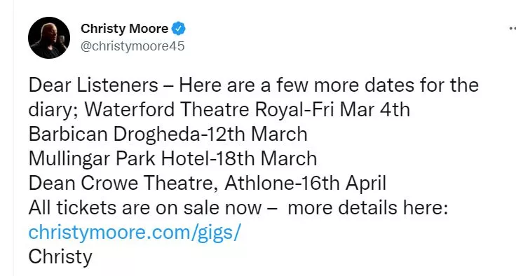 Christy Moore Waterford