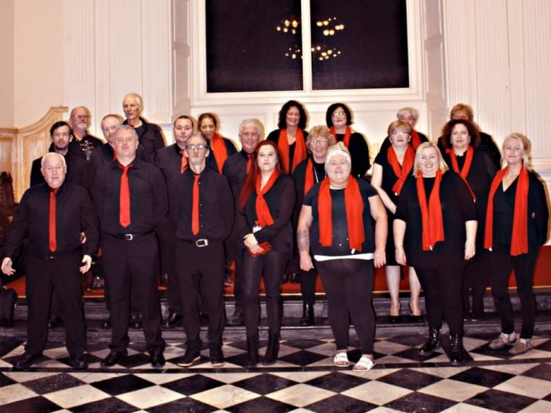 Waterford High Hopes choir in studio with Damien