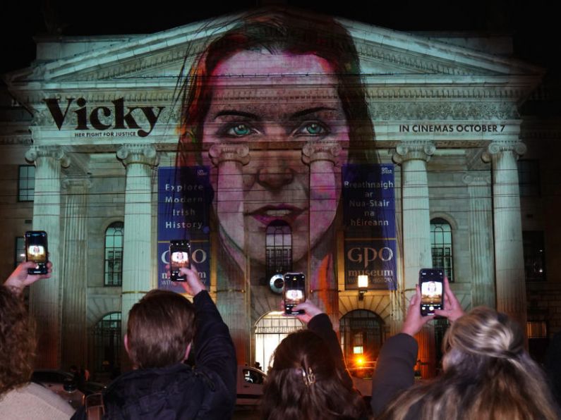 Image of cervical cancer campaigner Vicky Phelan projected on Dublin's GPO