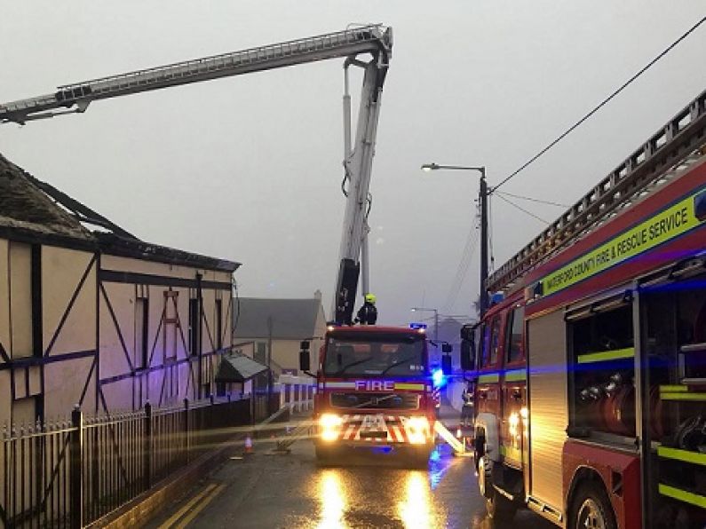 Firefighters tackle large blaze in derelict hotel in Tramore