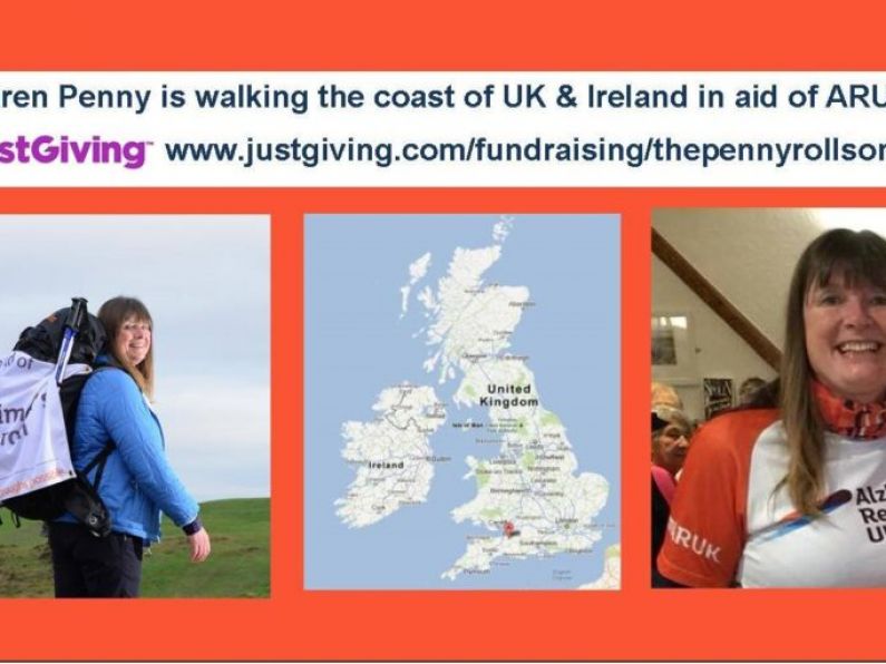 Karen Penny is walking around Britain and Ireland for Alzheimer's Research