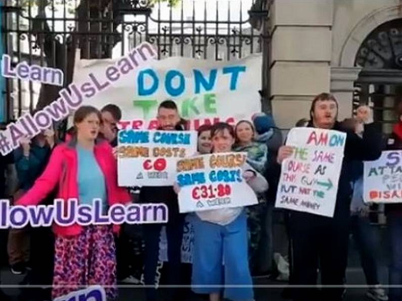 Young people with disabilities protest outside Dáil over training allowance cut