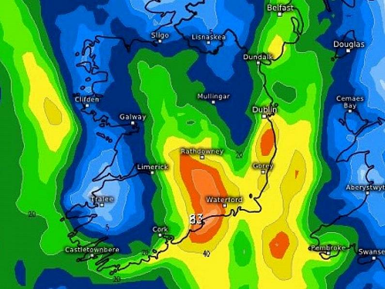 Waterford upgraded to Orange rainfall warning