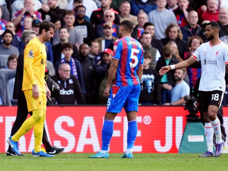 Liverpool’s Alisson set to be out ‘for a few weeks’ with latest hamstring issue